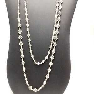 Stella and Dot DEVON 66" Filigree Convertible Silver-tone Station Necklace/Belt